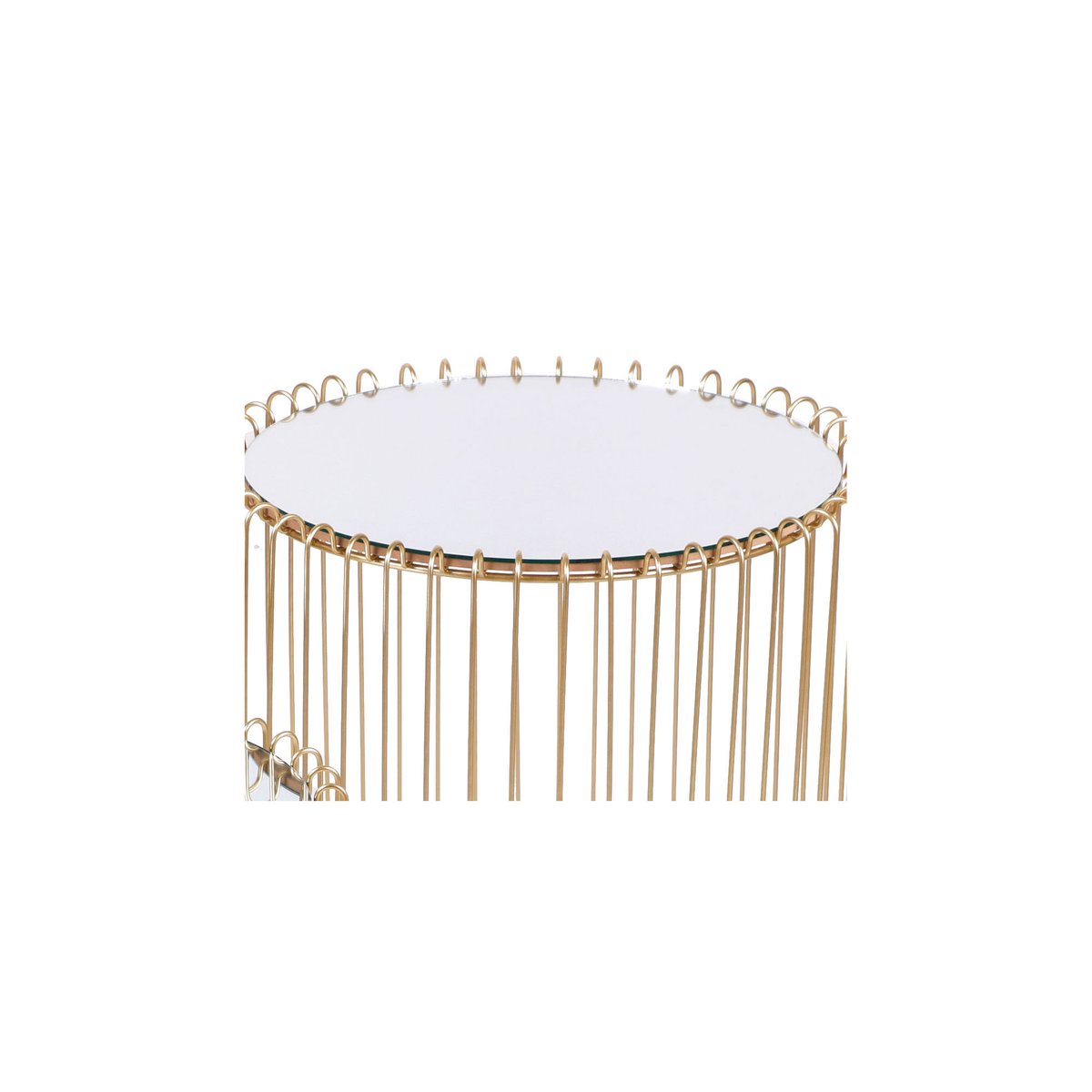 Set de Tables Basses Rondes en Métal Doré et Plateaux Miroirs doré, WADIGA