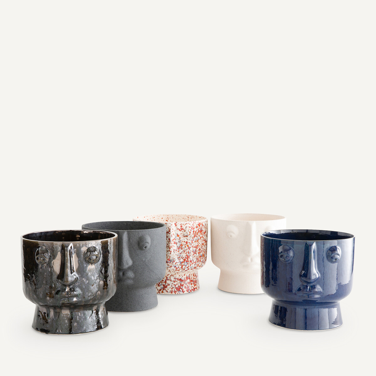 Lesego 24cm High Enamelled Ceramic Face Flower Pot white, AM.PM
