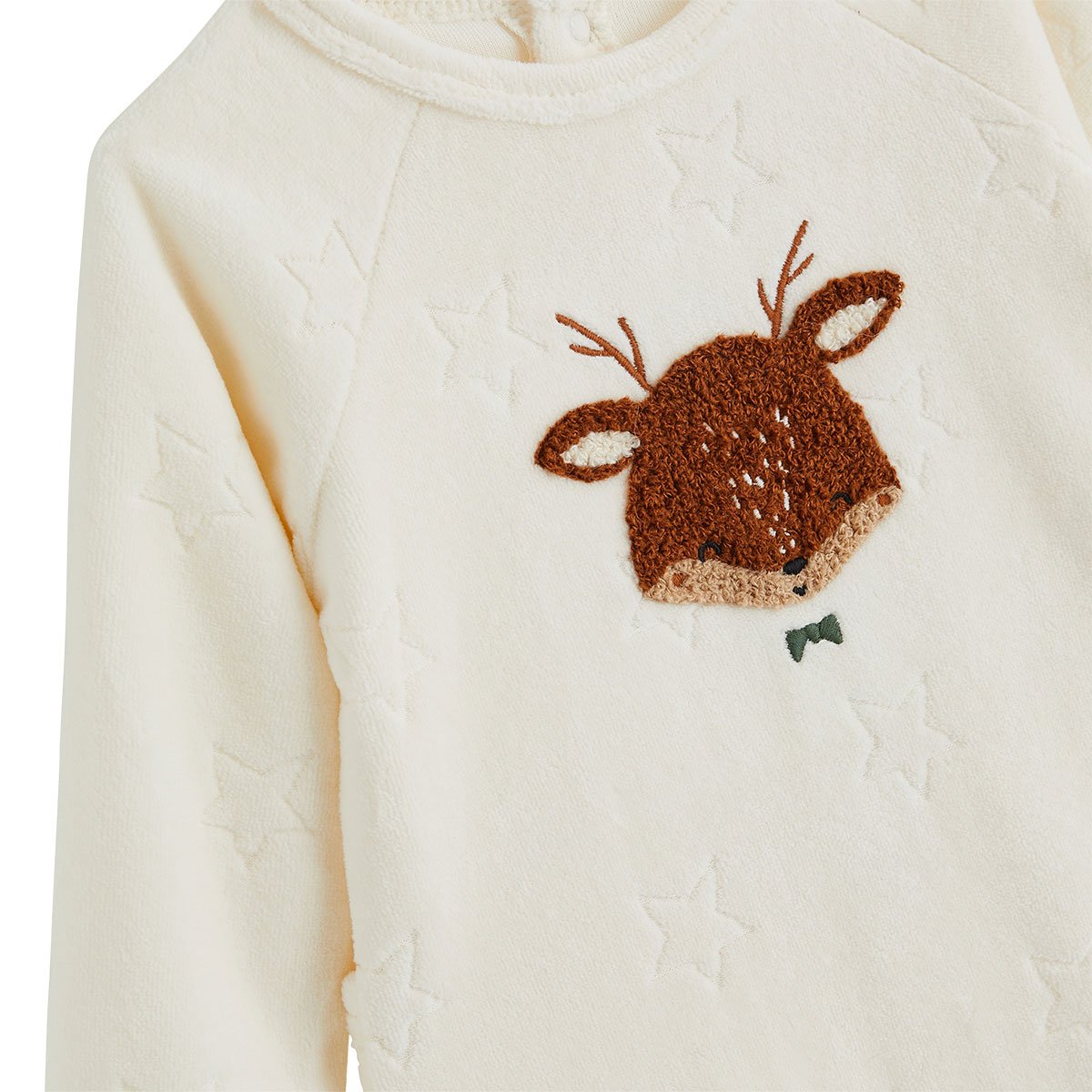 Pyjama bébé en velours Oslo ecru, PETIT BEGUIN