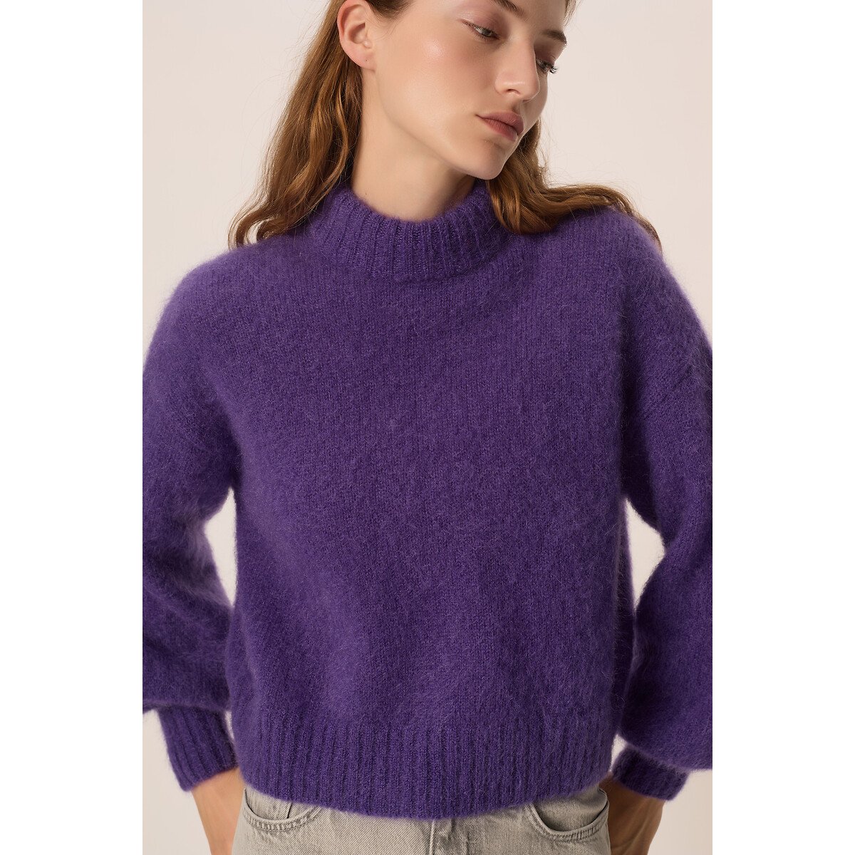 Pullover mit Stehkragen aus Mohair-Mischgewebe, ALEX violett, DES PETITS HAUTS