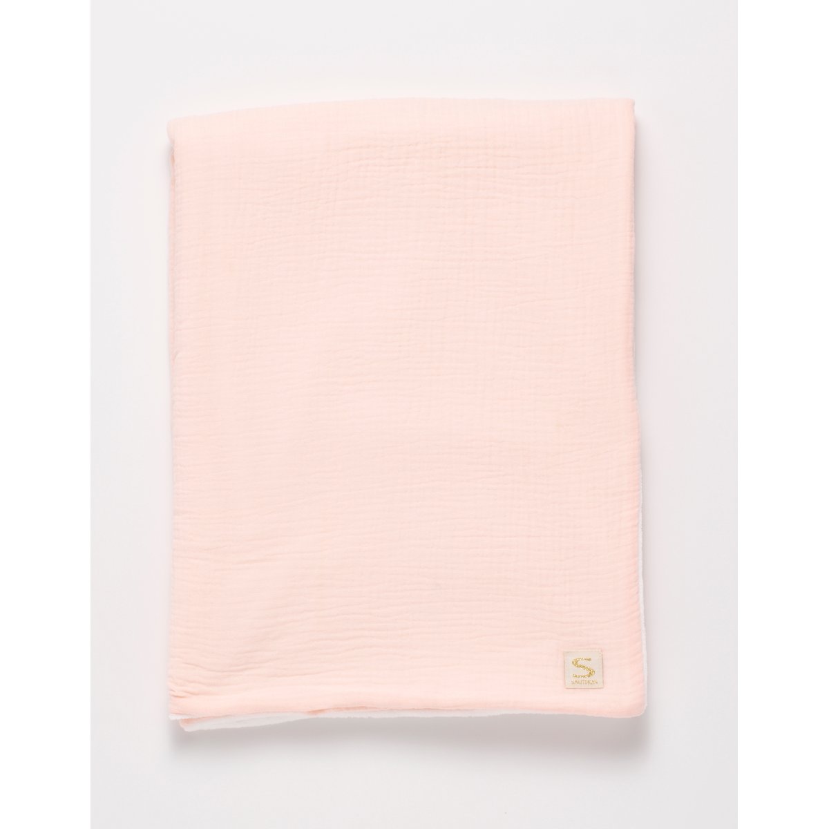 Couverture bébé en gaze de coton et polaire rose, SAUTHON