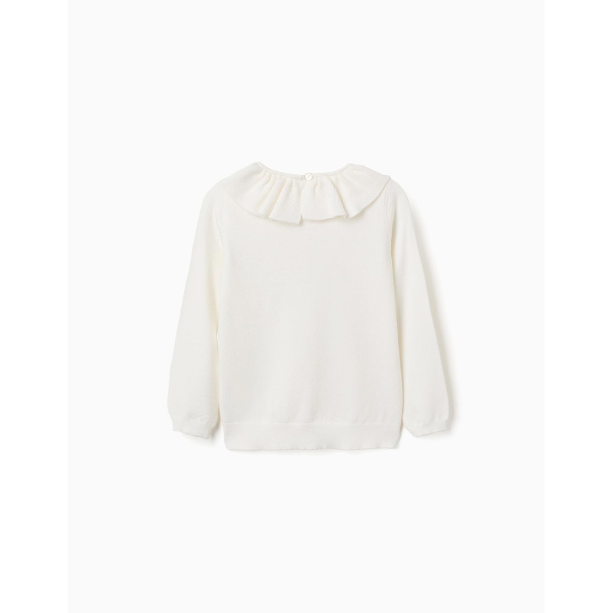 Pull en maille avec col à volants blanc, ZIPPY