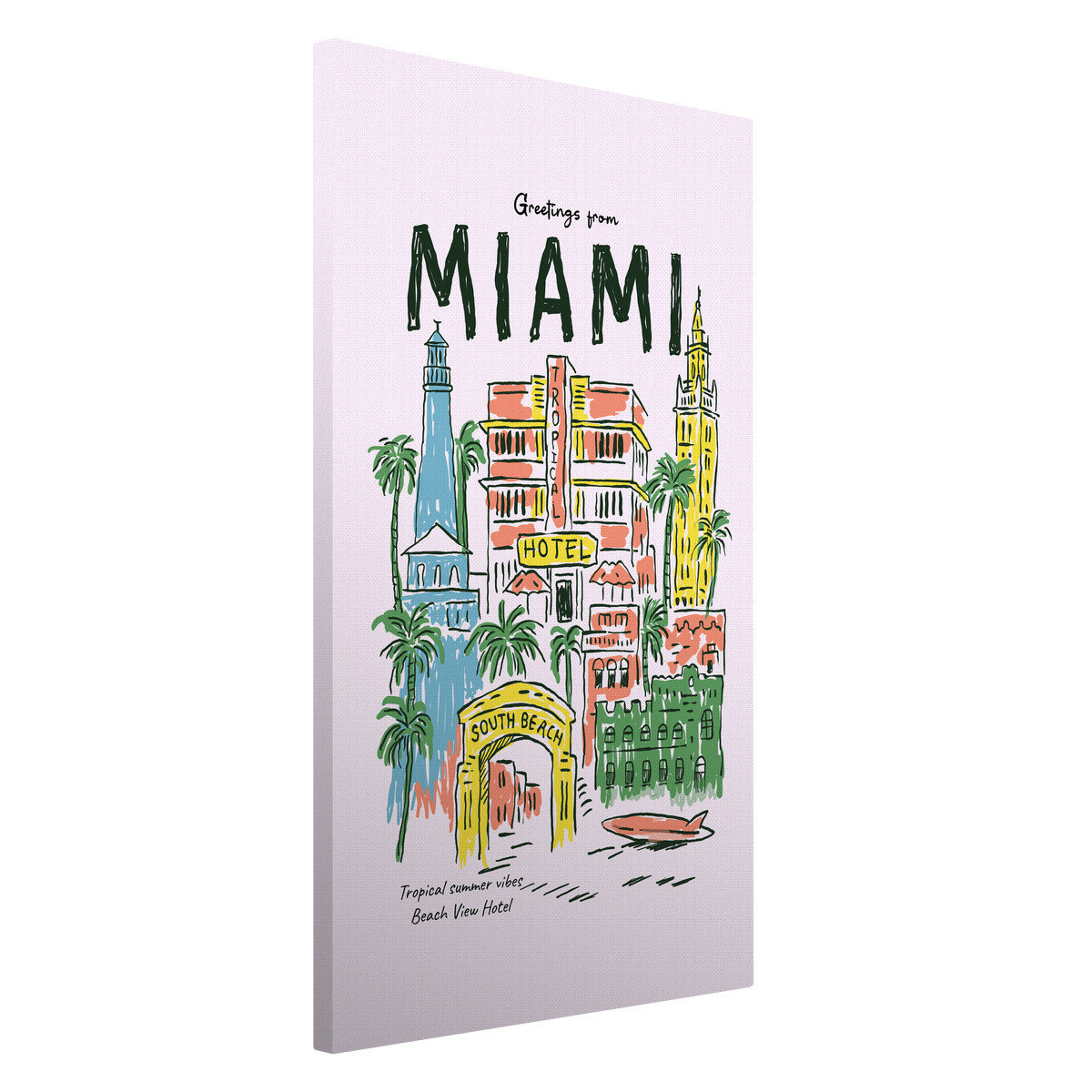 Tableau Sur Toile Miami Vintage ILLUSTRATION tableaux sur toile-multicolore, CEANOTHE