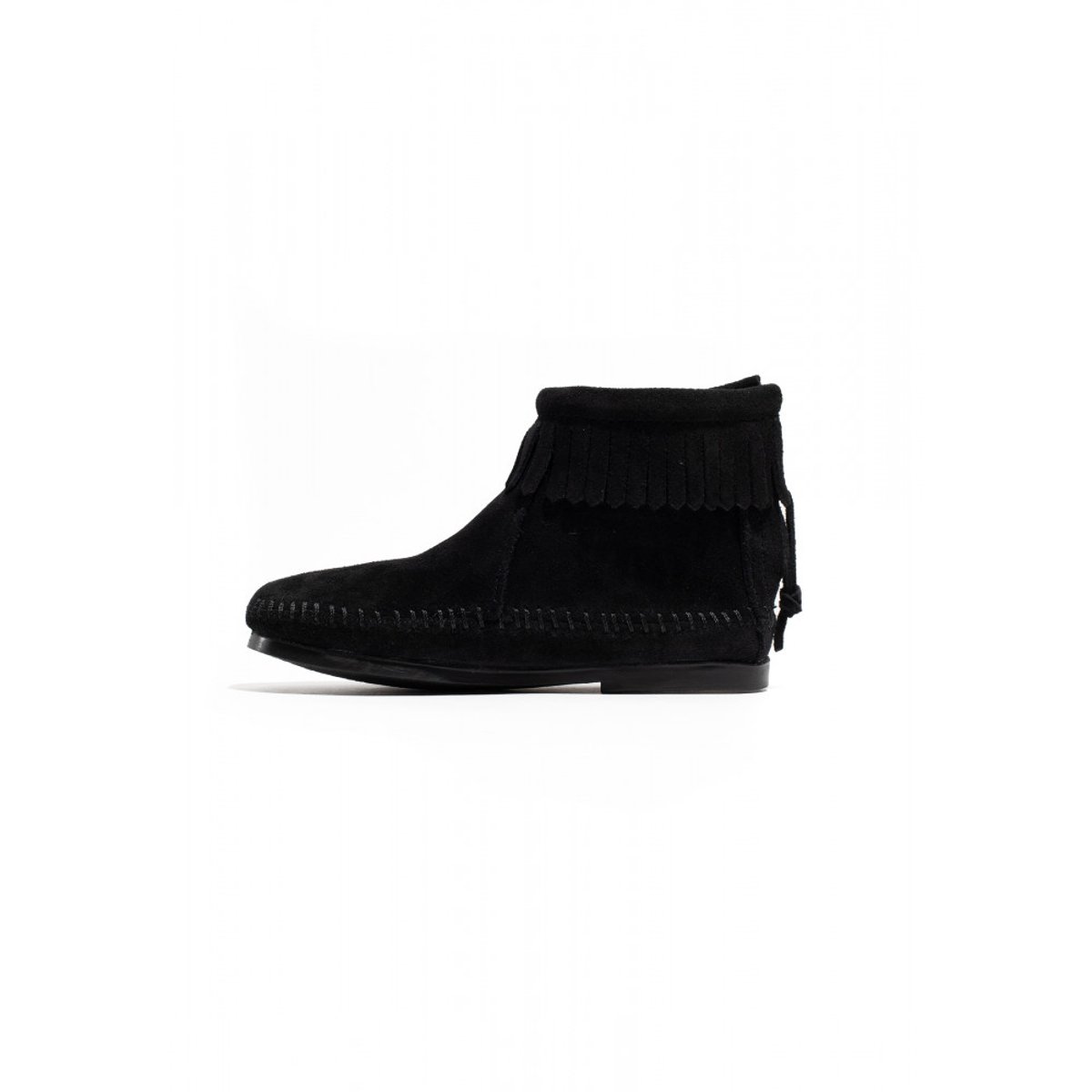Bottines en cuir suede BACK ZIP noir, MINNETONKA
