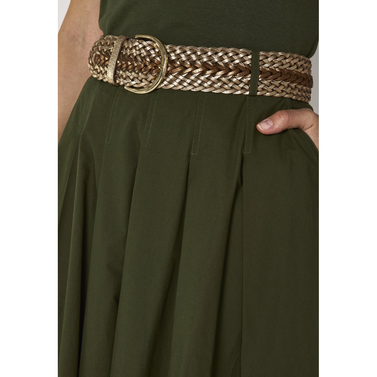 Jupe trapèze en coton OLIVE kaki, Maison 123