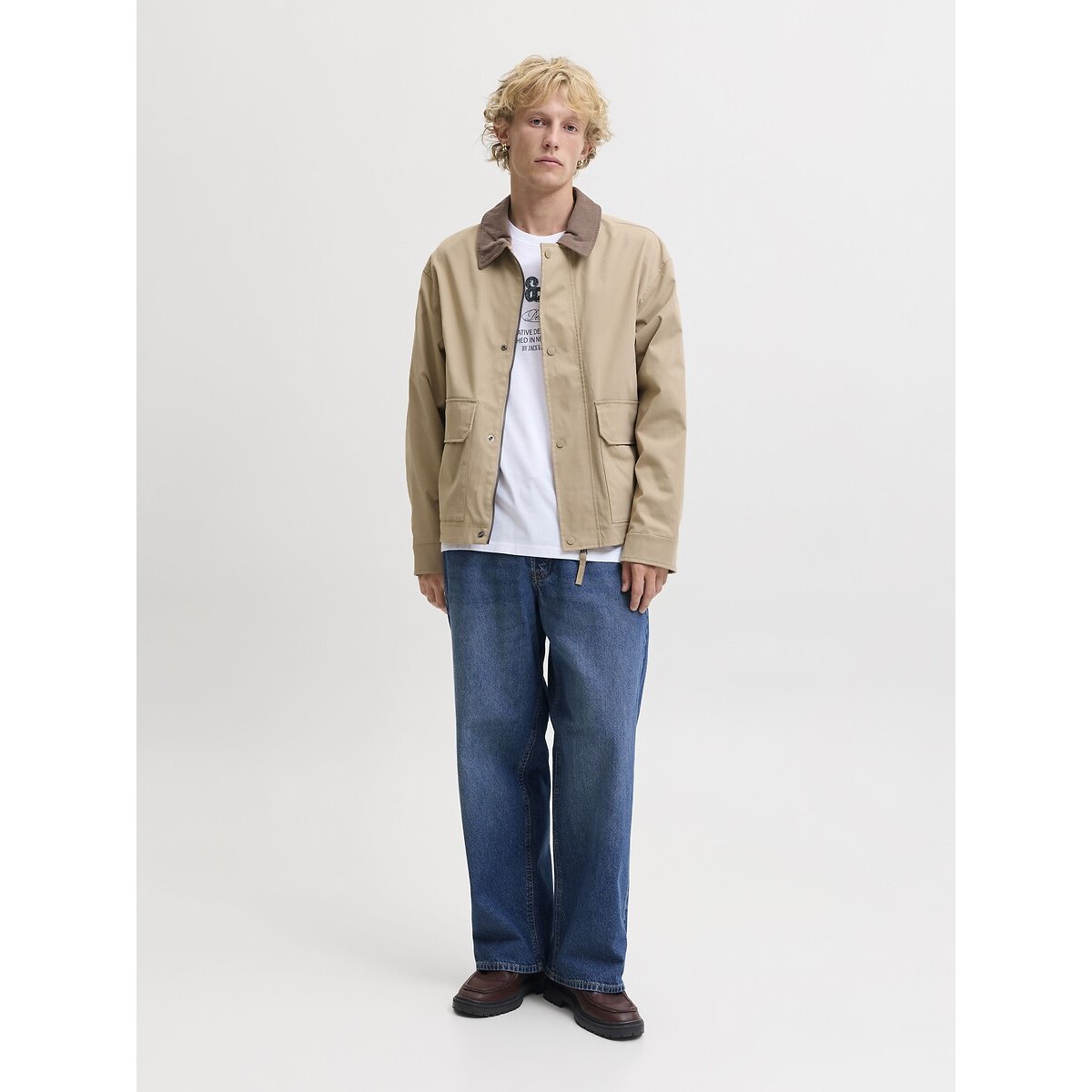 T-shirt manches courtes, col rond, logo, DENVER blanc, JACK & JONES
