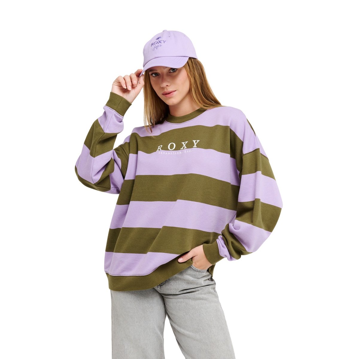 Sweat oversize STRICTLY STRIPES. vert winter moss stricty striipe, ROXY