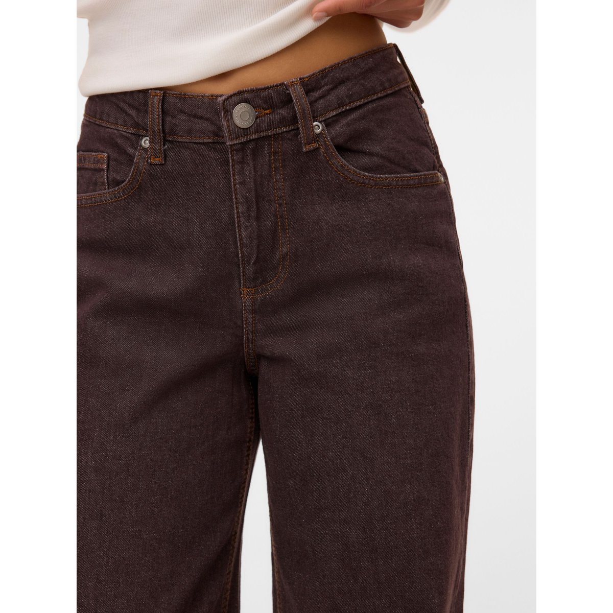 Jean À Coupe Large marron - brown denim, VERO MODA