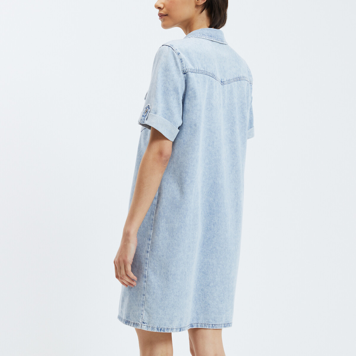 Robe chemise en jean light blue, VERO MODA