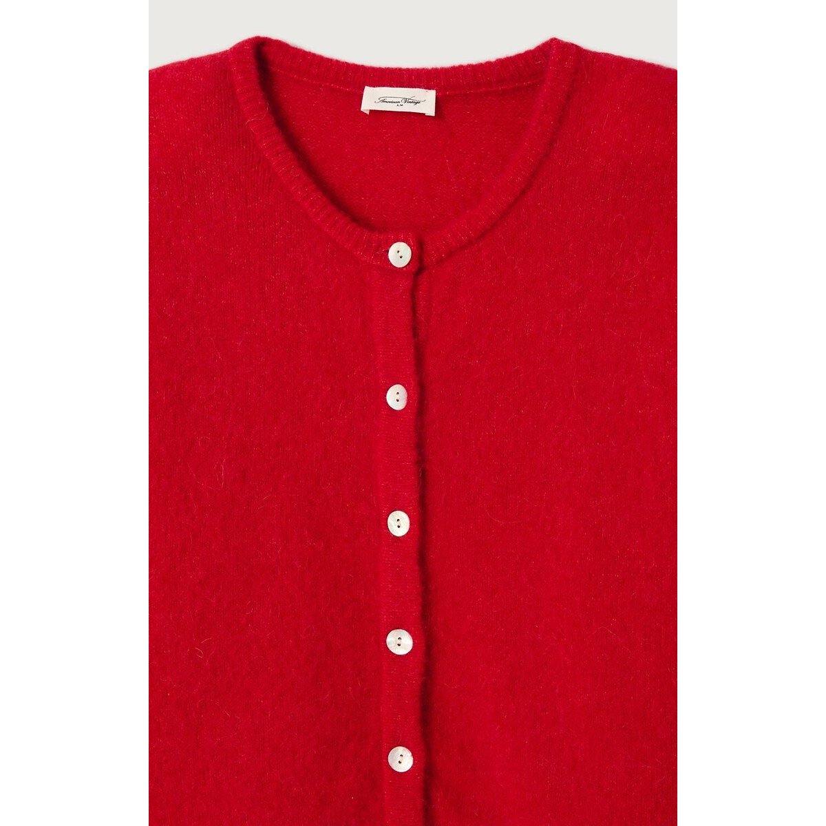 Cardigan maniche lunghe girocollo VITOW rosso carminio, AMERICAN VINTAGE