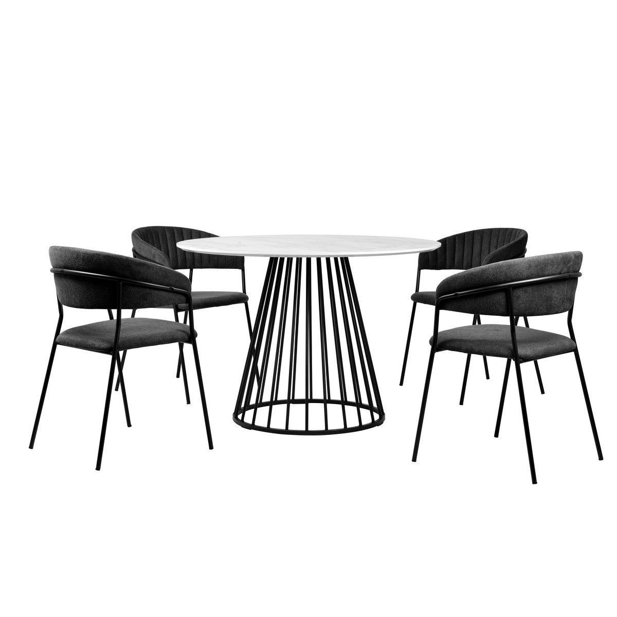 2 Chaises de repas en tissu velours - BERGAME anthracite, MATHI DESIGN