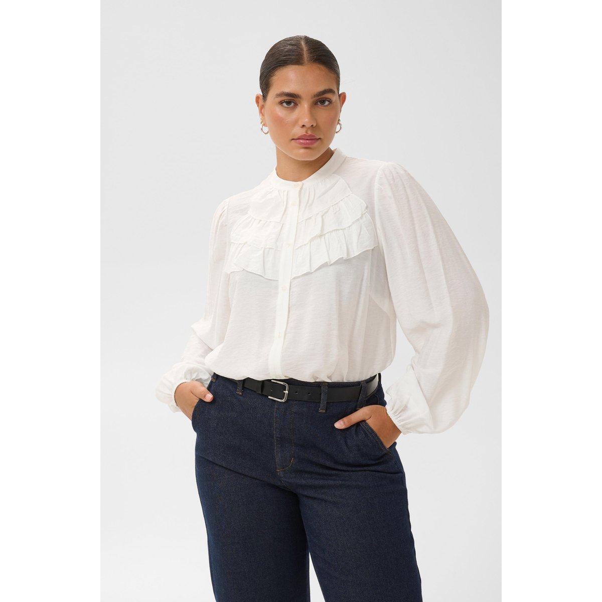 Chemise à manches longues blanc chalk, KAFFE CURVE