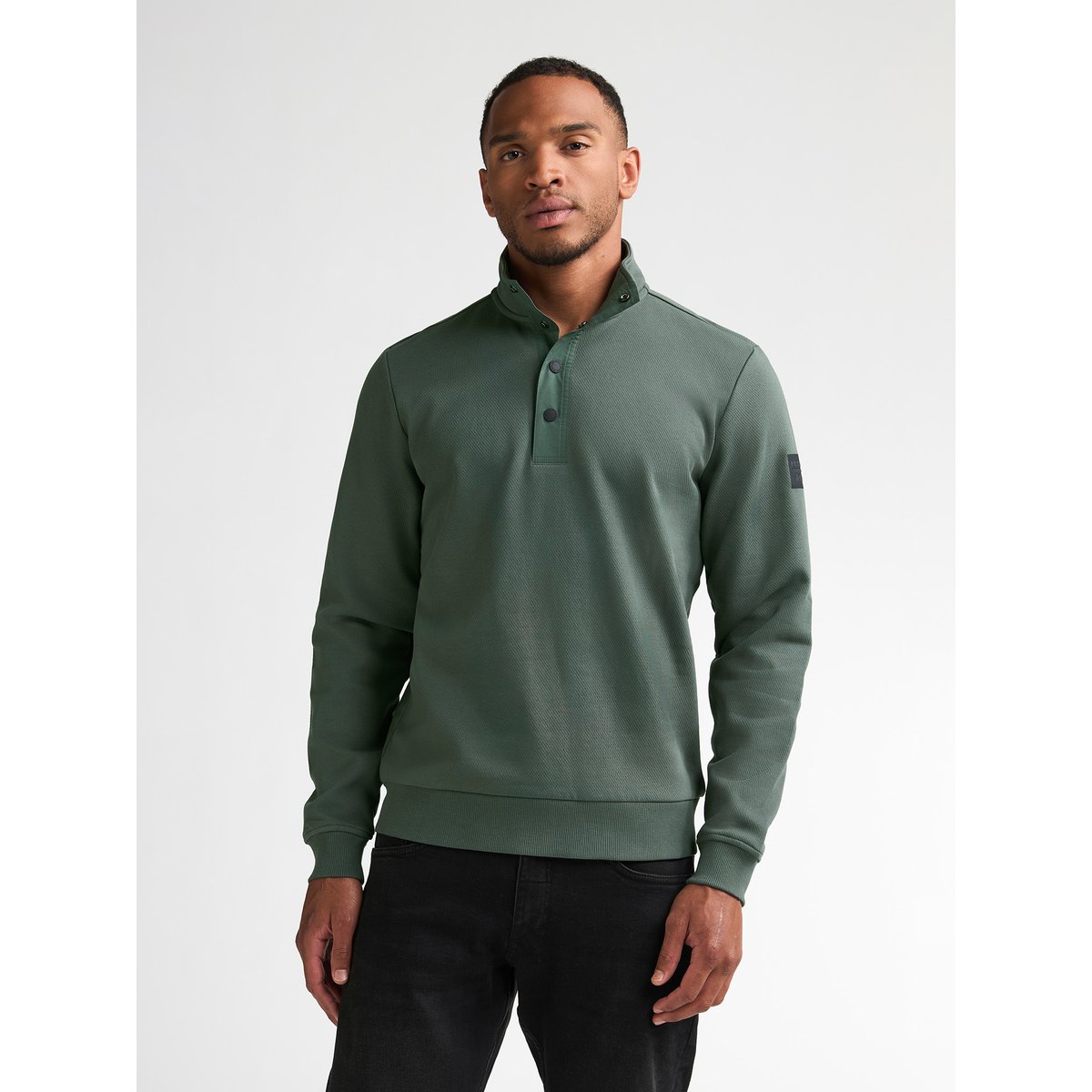 Sweat à col boutonné forgecore vert steel green, PETROL INDUSTRIES