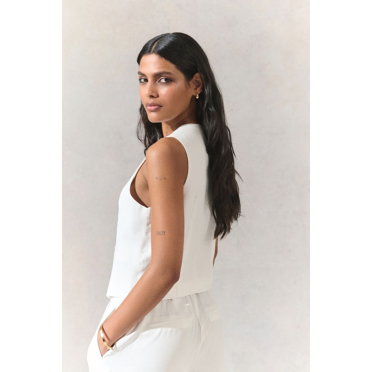 Gilet de costume col v boutonné blanc, NEXT