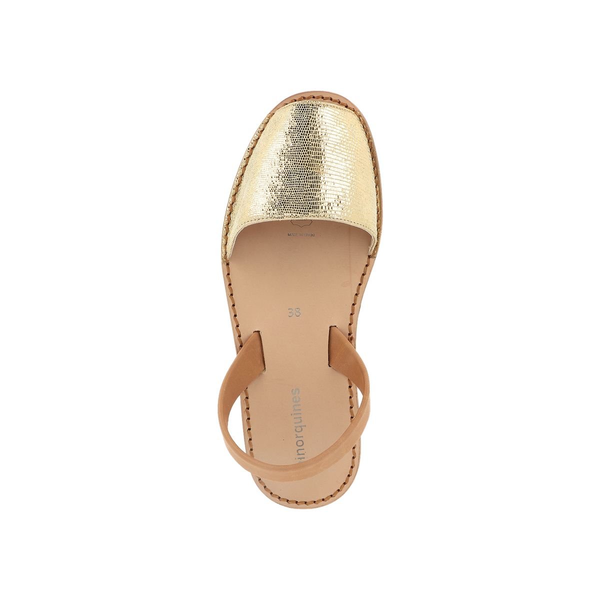 Sandales en cuir brillant AVARCA NEO doré, MINORQUINES