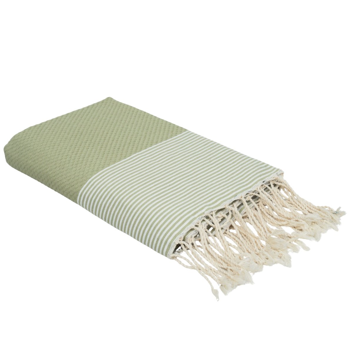 Fouta nid d'abeille coton IBIZA vert amande, FEBRONIE