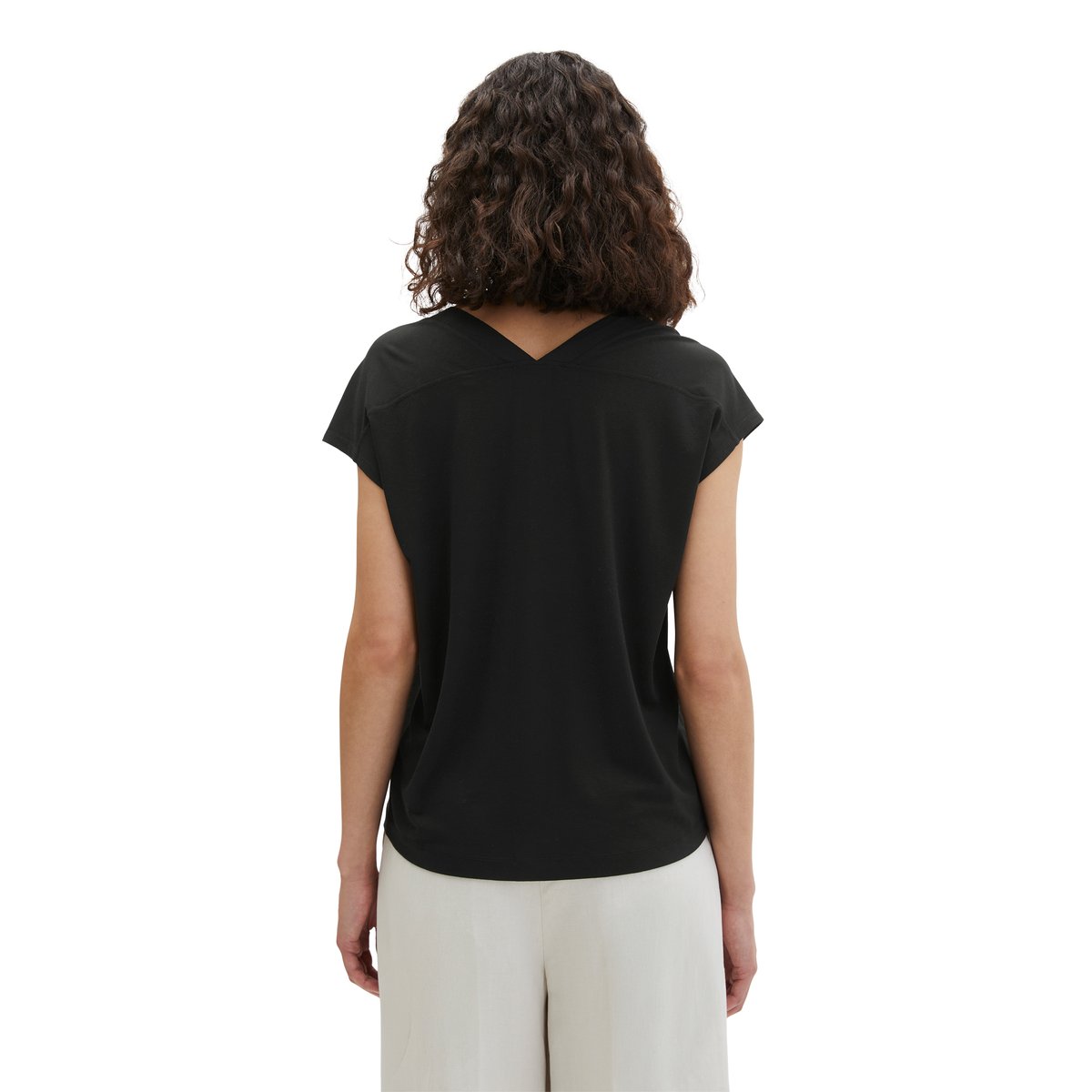 Blouse en jersey sans manches relaxed en LENZING™ ECOVERO™ noir, MARC O'POLO