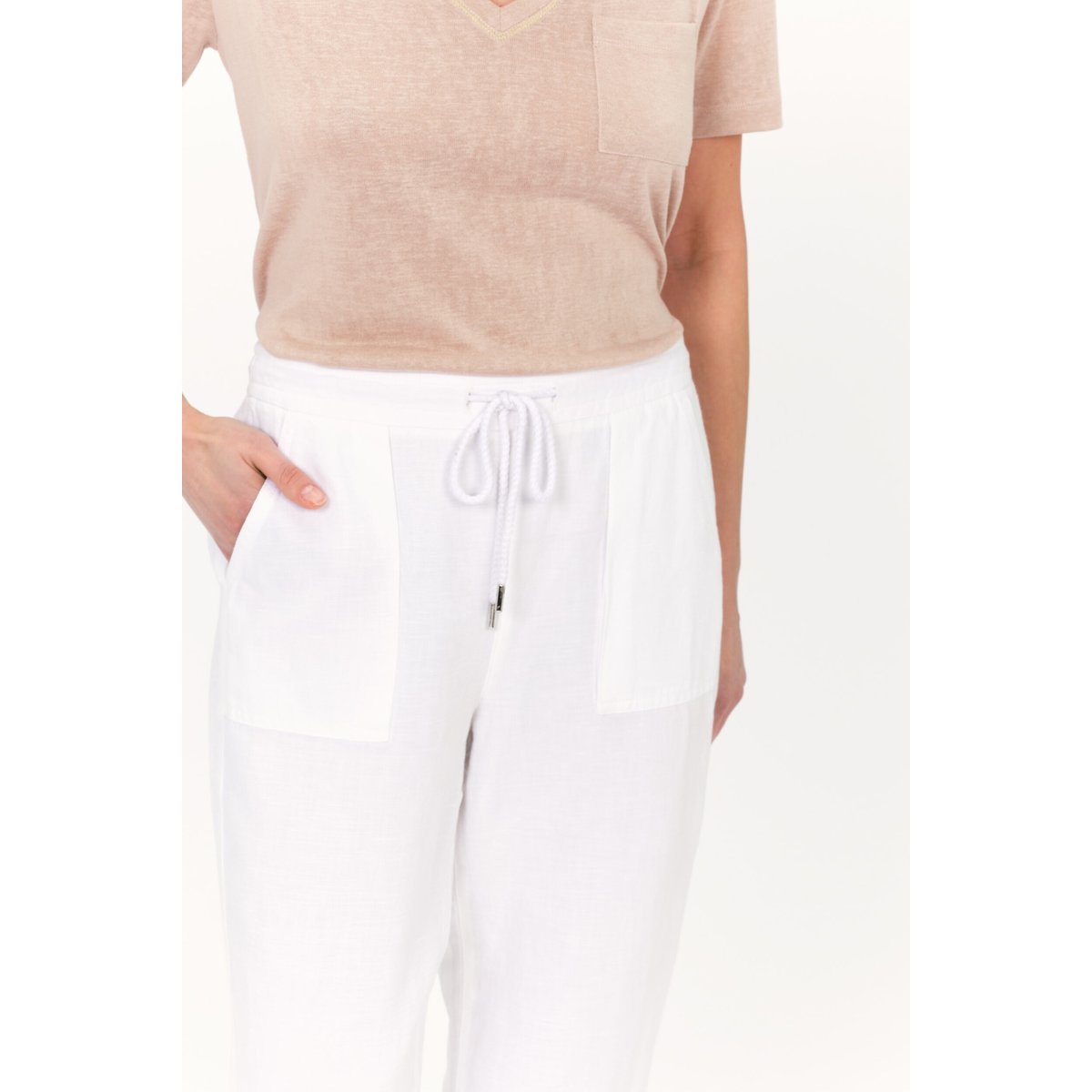 Pantalon droit en lin IGNACE blanc, CAROLL