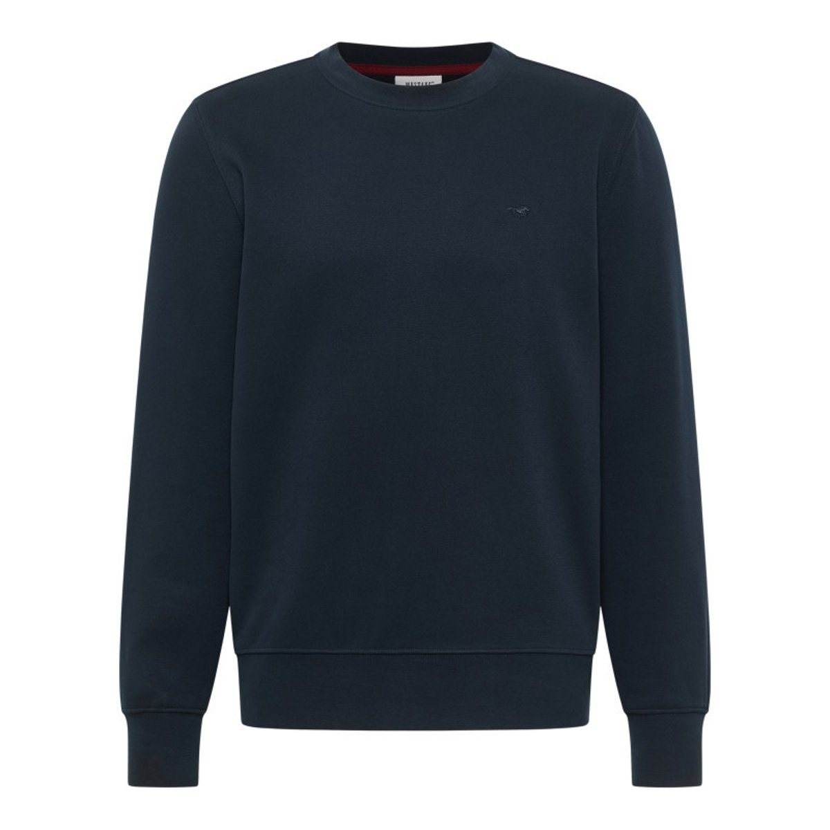 Pull en coton bleu marine avec un col rond et des manches longues marine, MUSTANG