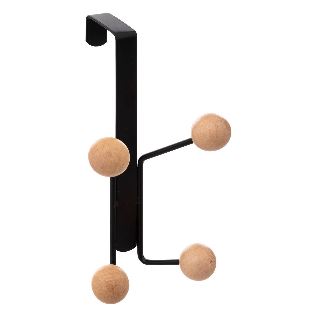 Patère murale 4 crochets en bois BLACKWOOD noir, 5FIVE SIMPLY SMART