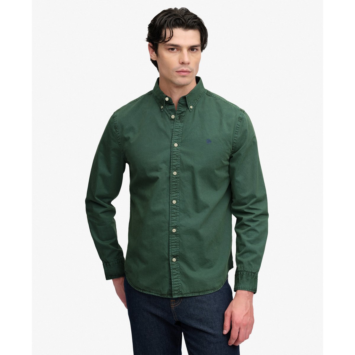 Chemise Manches Longues Coupe Décontractée vert délavé, SUPERDRY