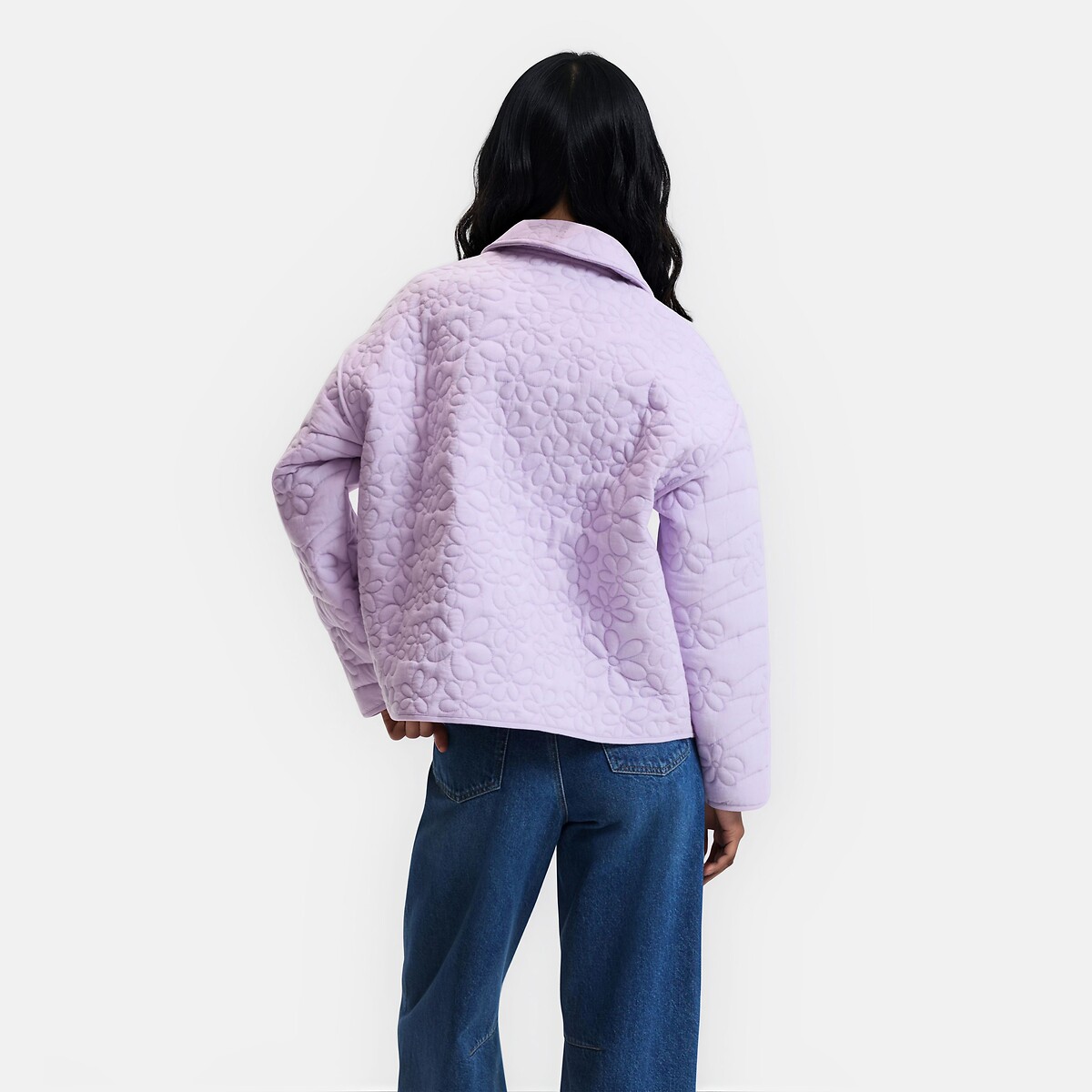 Floral Embossed Quilted Jacket mauve purple, LA REDOUTE COLLECTIONS
