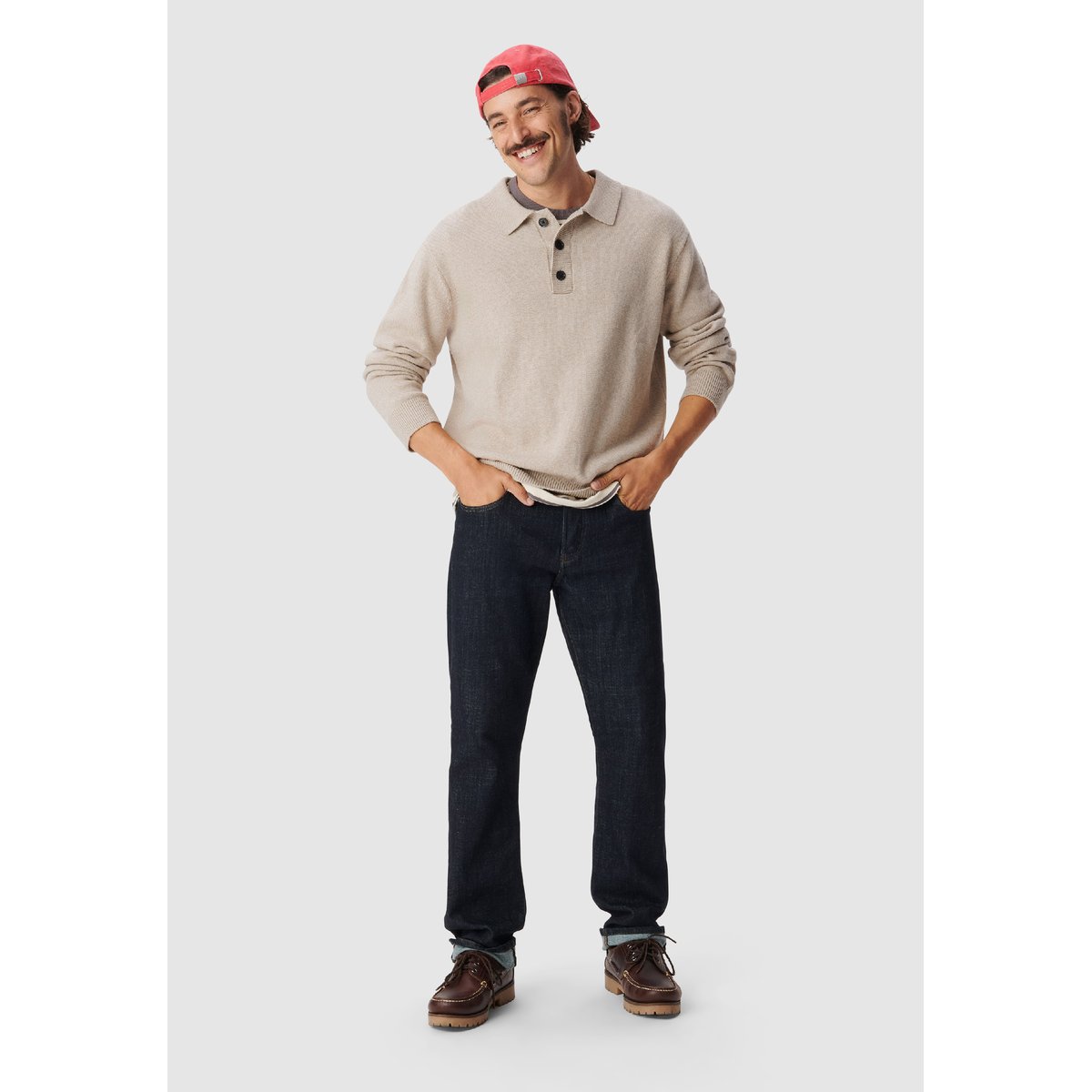Pull col polo tricot beige, IKKS