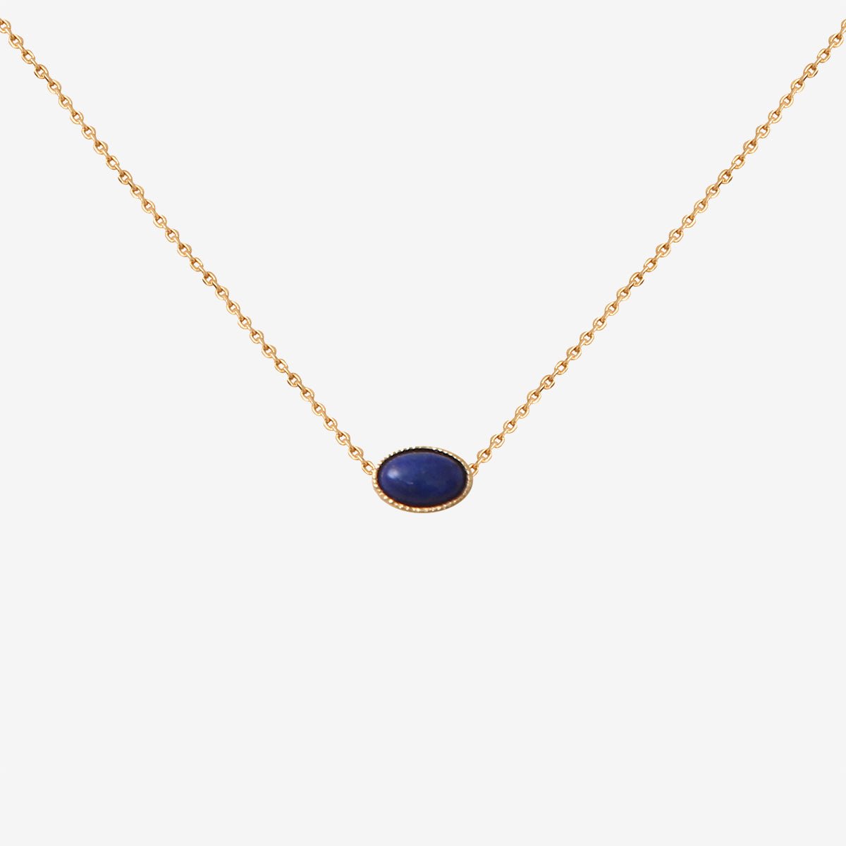 Collier doré lapis lazuli - cab ovale lapis lazuli bleu, CAROLINE NAJMAN