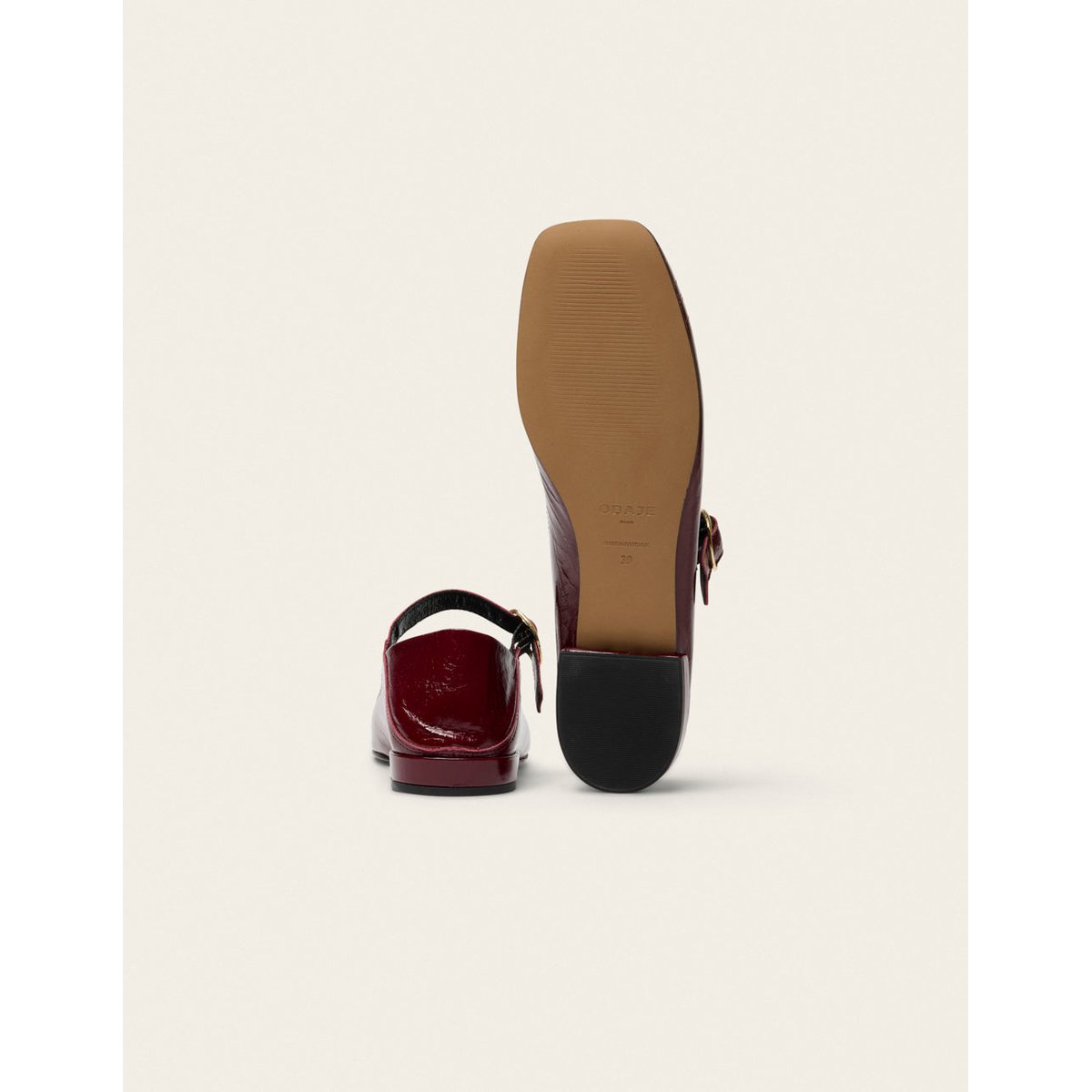 Ballerines LALI cuir plissé bordeaux, ODAJE