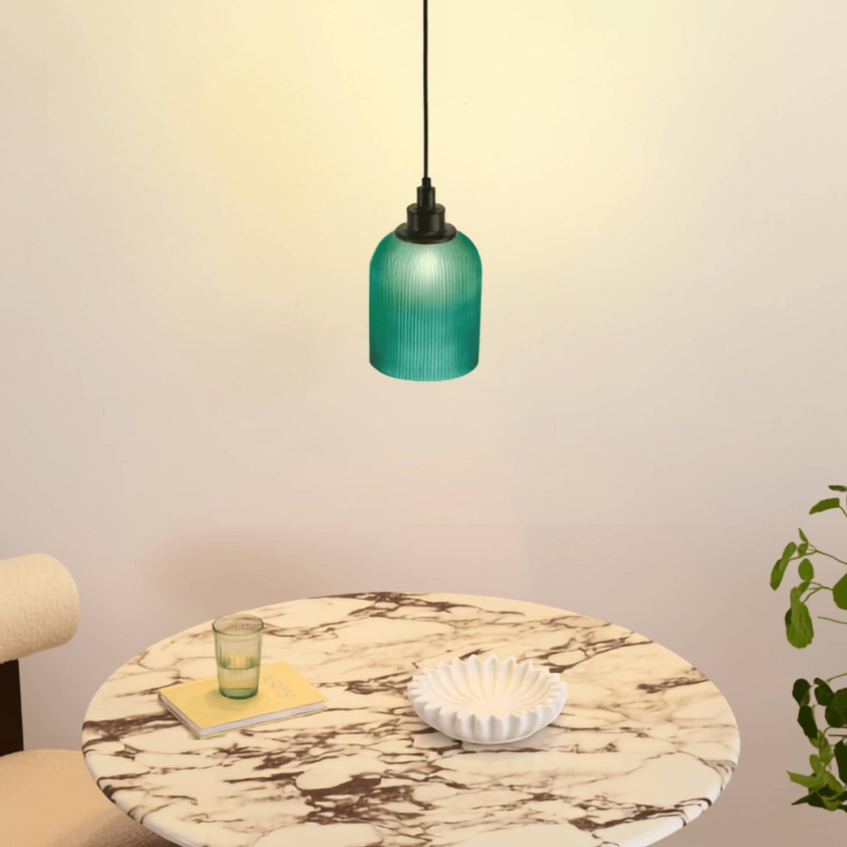 Suspension verre cannelé - AURORE vert, KOSILUM