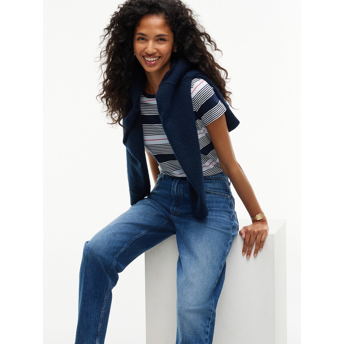 Jean mom taille haute denim foncé, TOMMY JEANS