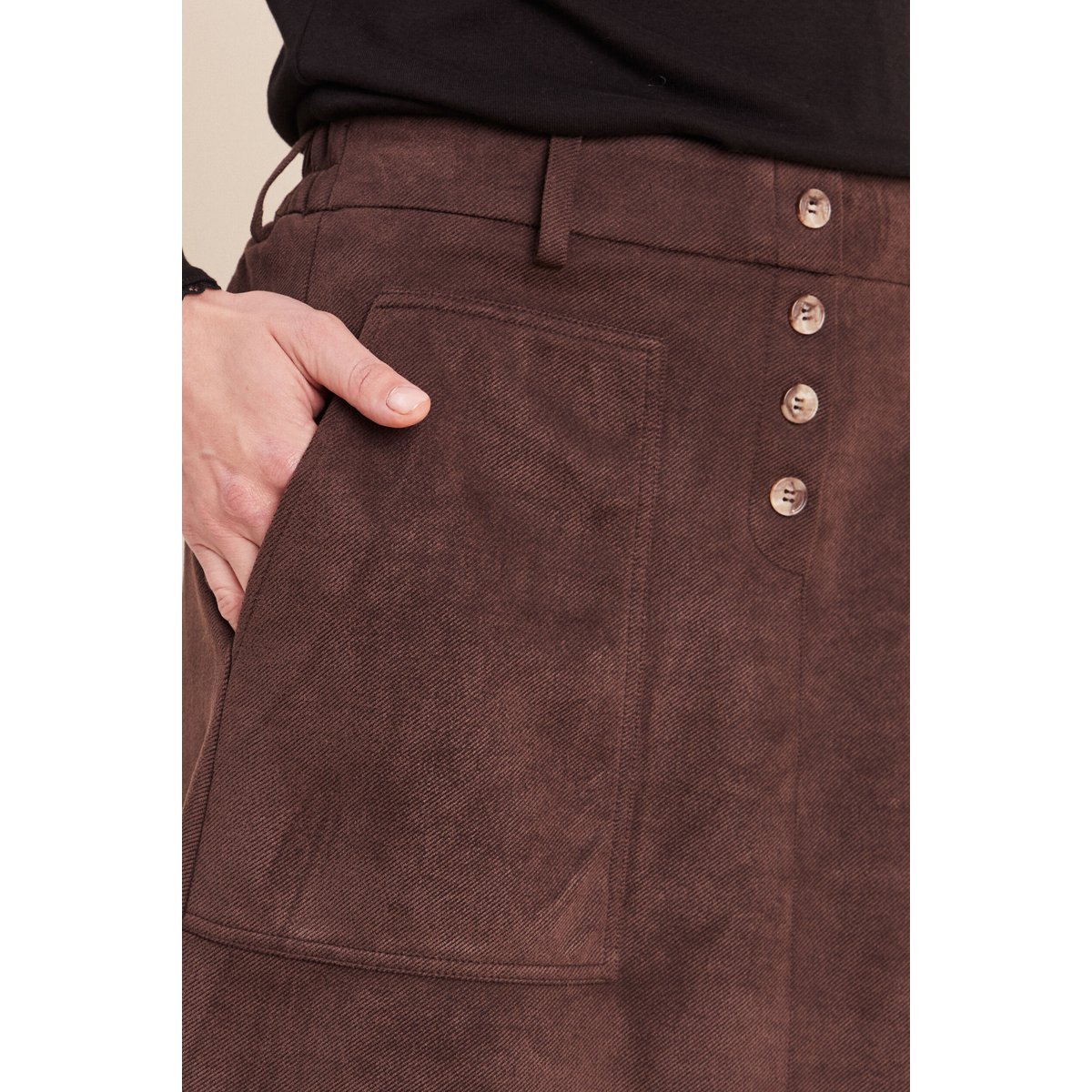 Jupe aspect daim marron foncé, BREAL