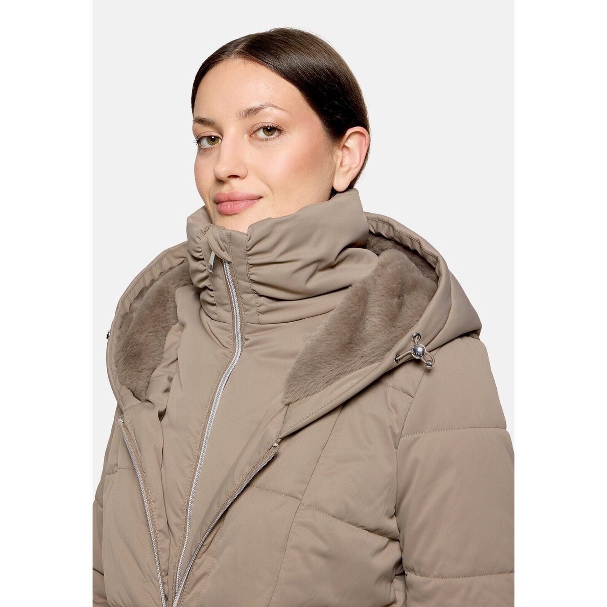 Manteau matelassé à capuche marron, CARTOON