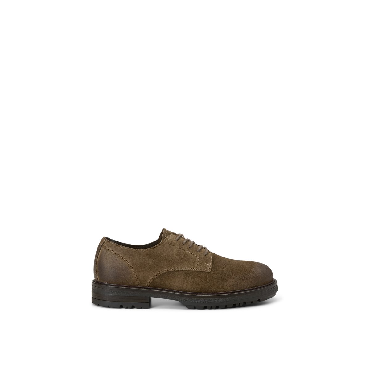 Chaussures à lacets, modèle Rony en cuir velours huilé marron, MARC O'POLO