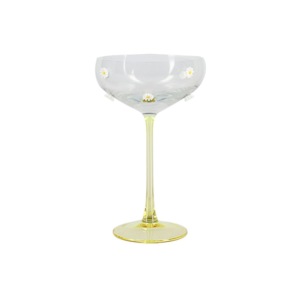 Lot de 4 coupes à champagne 27cl en verre, MARGUERITE jaune-transparent, NOVASTYL