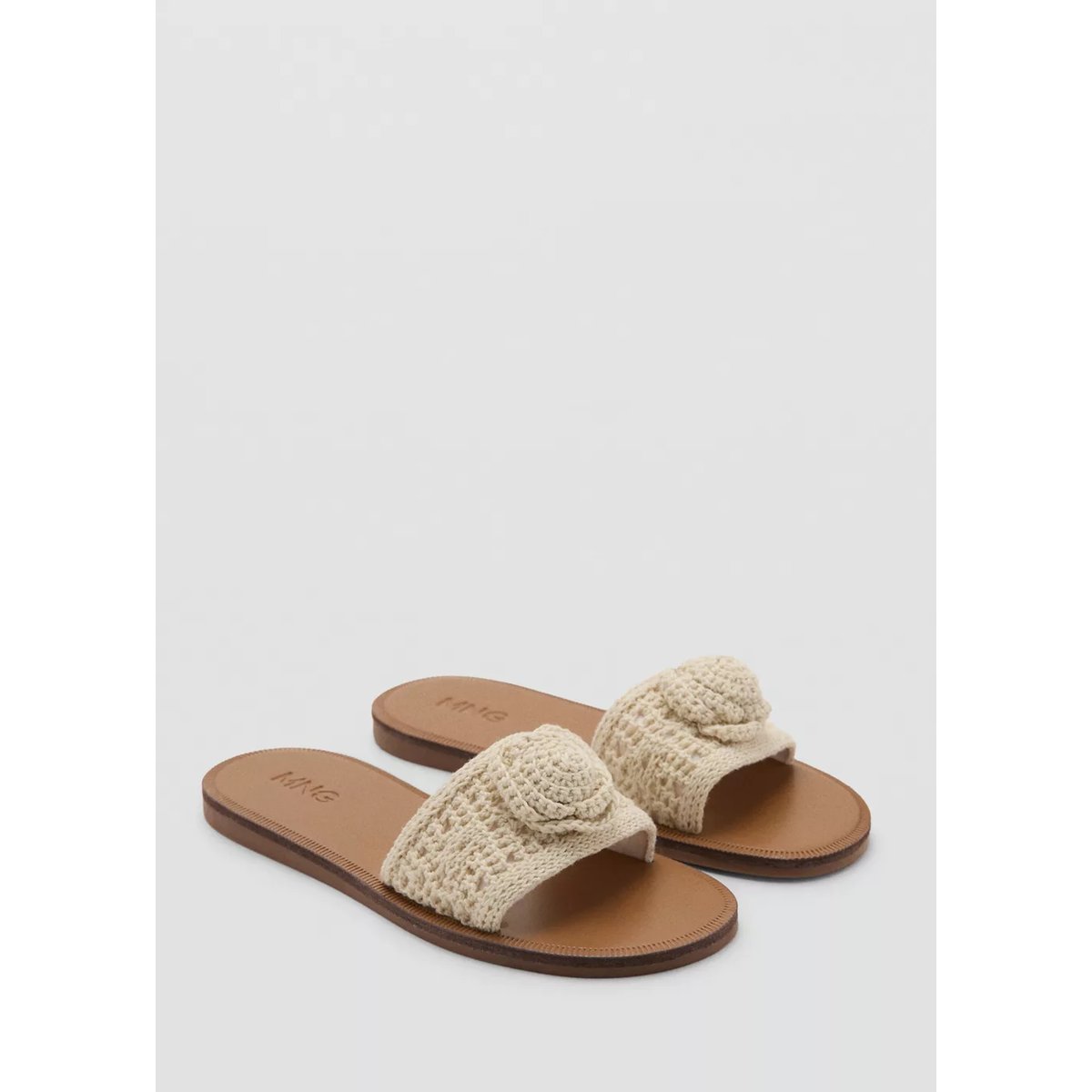 Sandales plates en crochet blanc cassé, MANGO KIDS