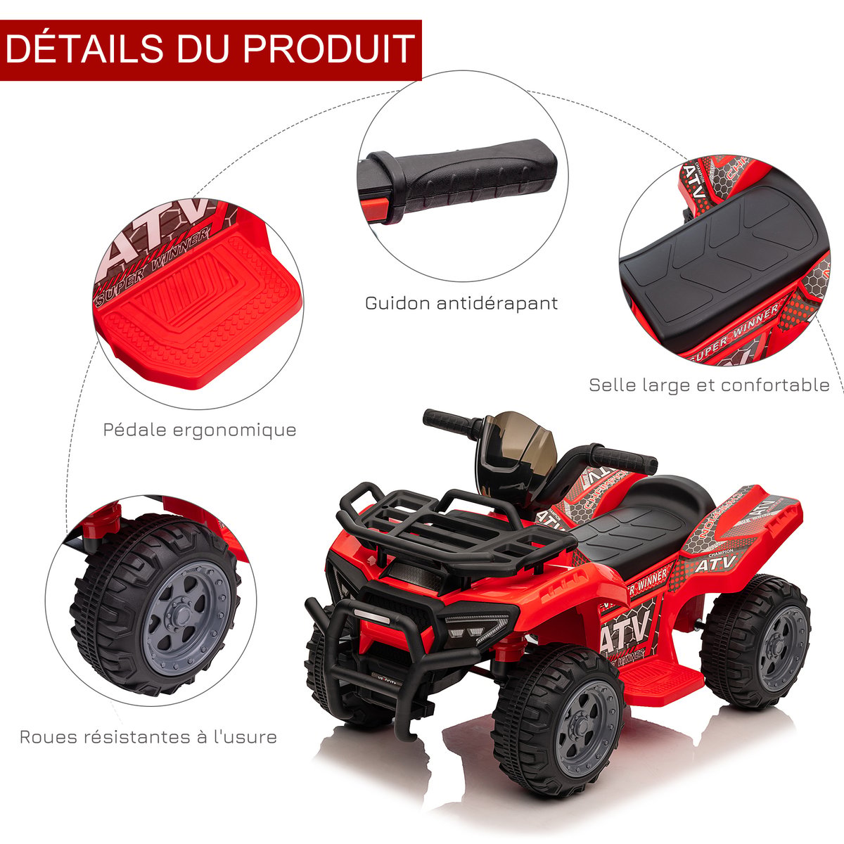 Voiture électrique à conducteur assis PP Rose rouge, HOMCOM