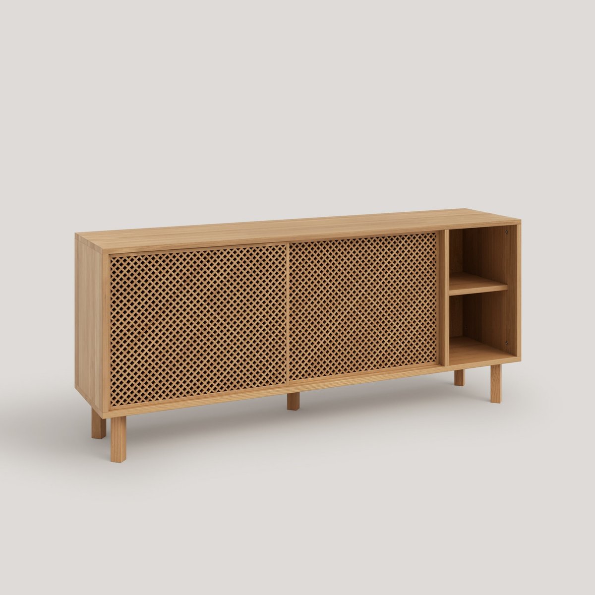 Buffet en pin massif verni couleur chêne MORAIG chêne, NAAN FURNITURE