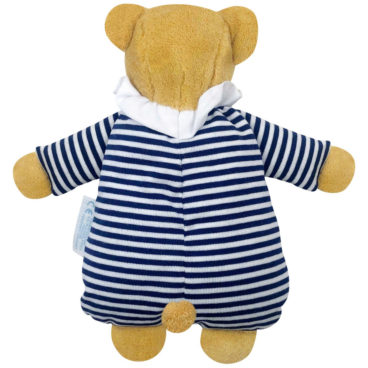 Doudou avec hochet bleu, blanc, marron, TROUSSELIER