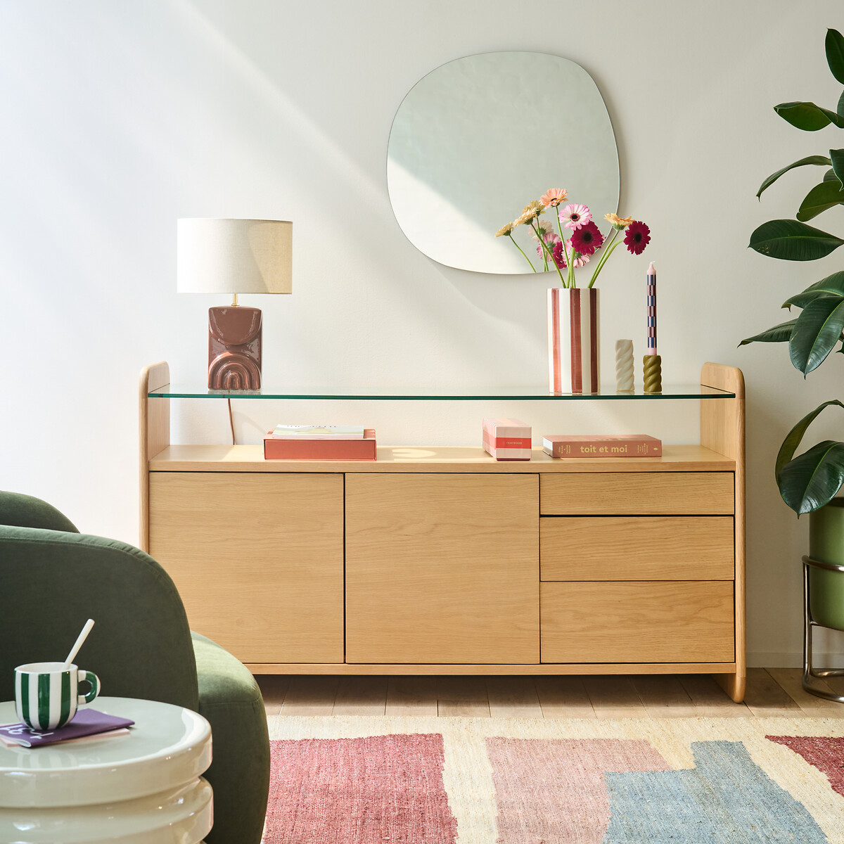 Miroir forme organique H100 cm, Biface transparent, LA REDOUTE INTERIEURS