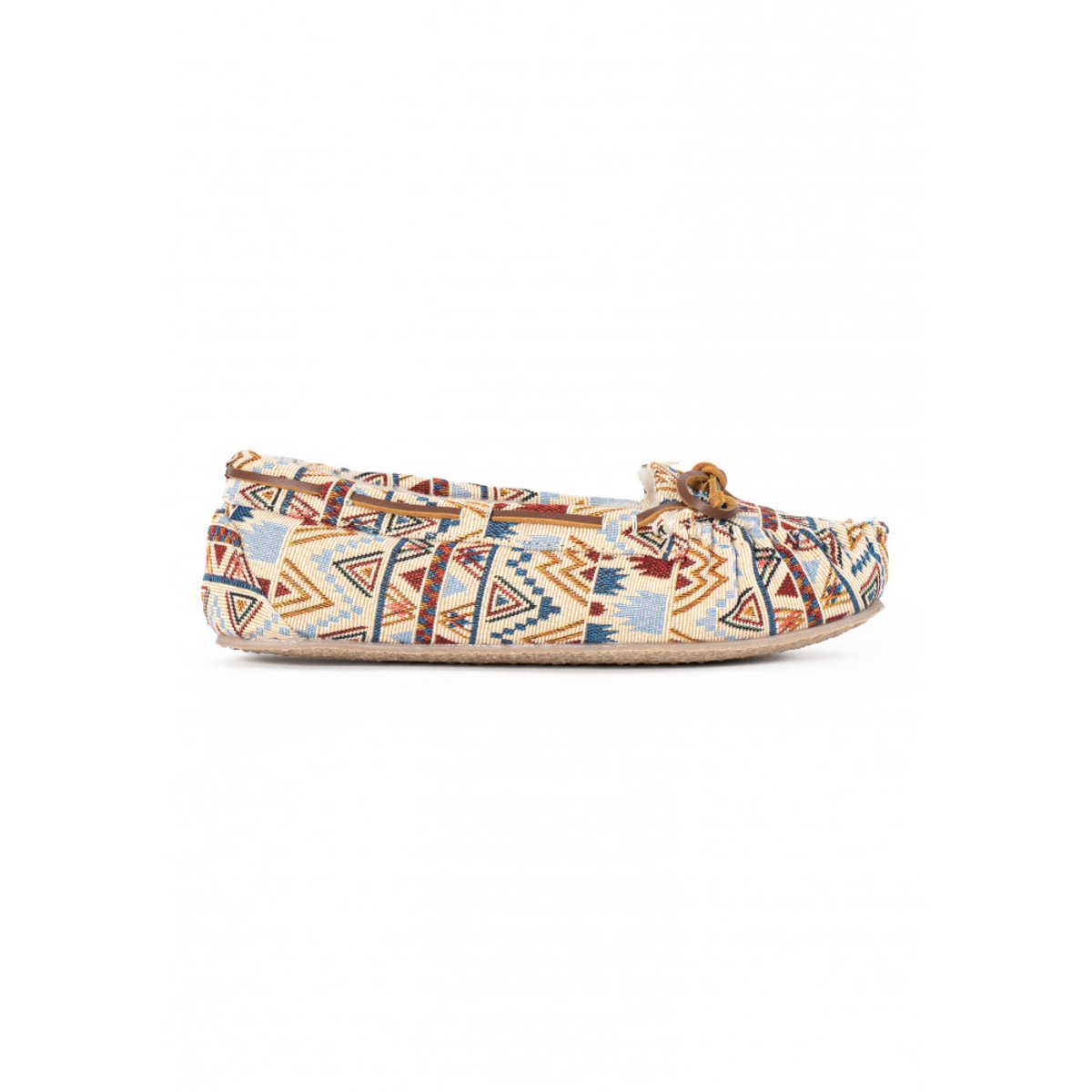 Mocassins en daim fourrés en laine CALLY imprimé floral, MINNETONKA
