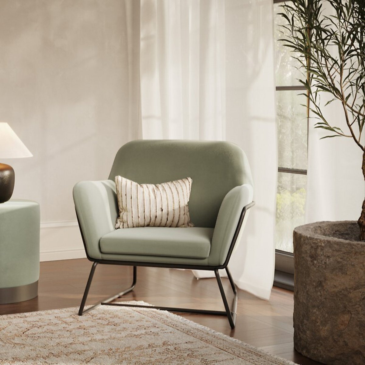 Velvet Accent Armchair sage, SO'HOME