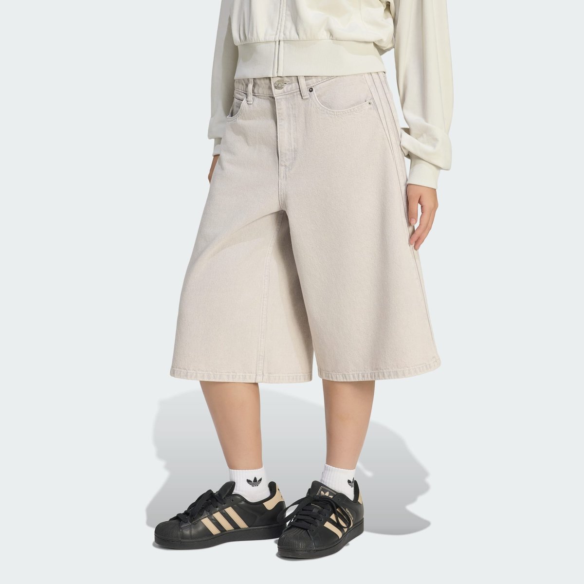 Jort En Denim À Taille Mi-Haute Jort En Denim À Taille Mi-Haute clear grey denim, adidas Originals