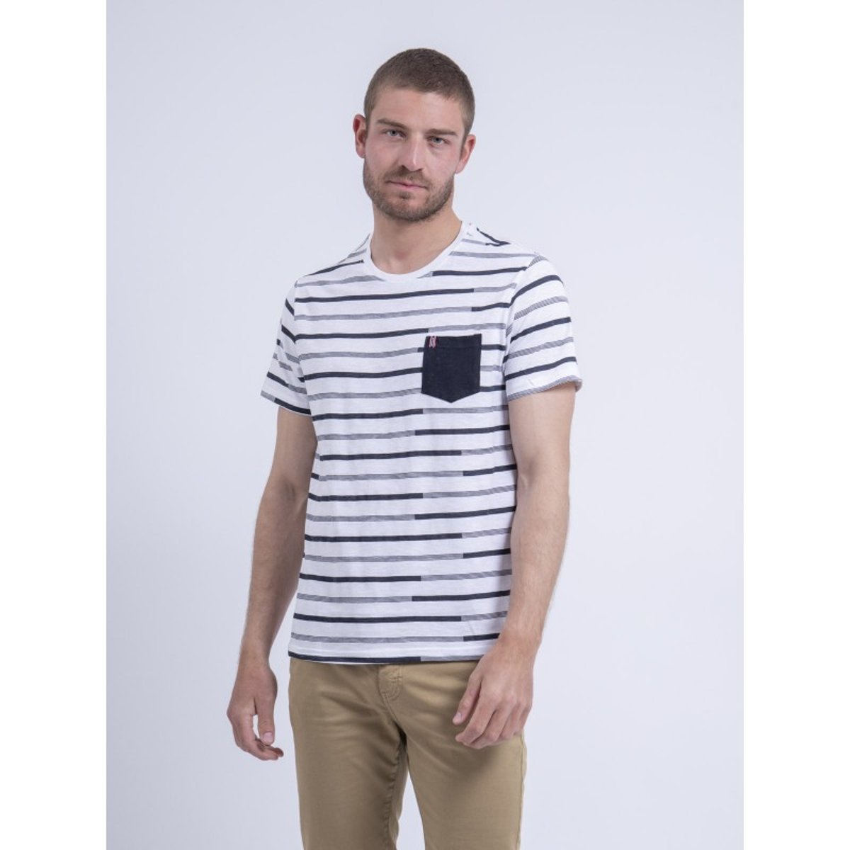 T-shirt Col Rond Rayé Nirabel blanc, RITCHIE
