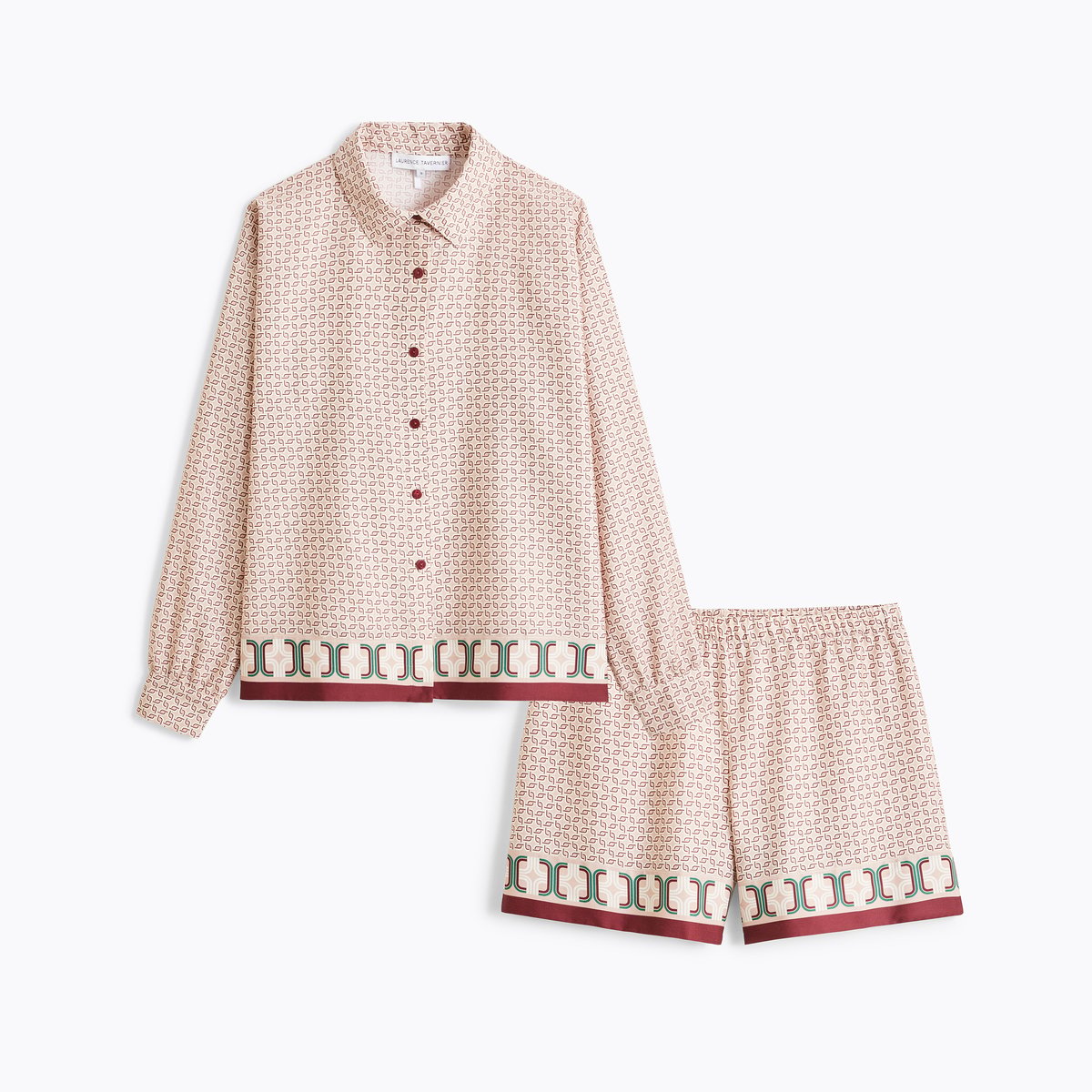 Pyjama col classique en satin FASCINANTE beige, LAURENCE TAVERNIER