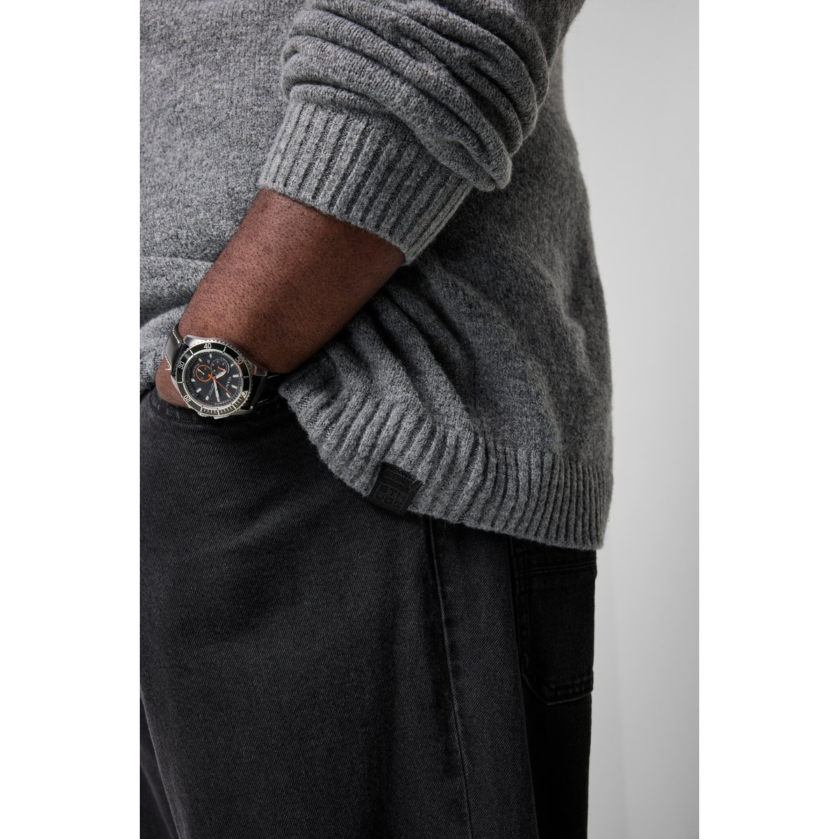 Pull, maille épaisse, mélange de laine gris graphite, STHUGE