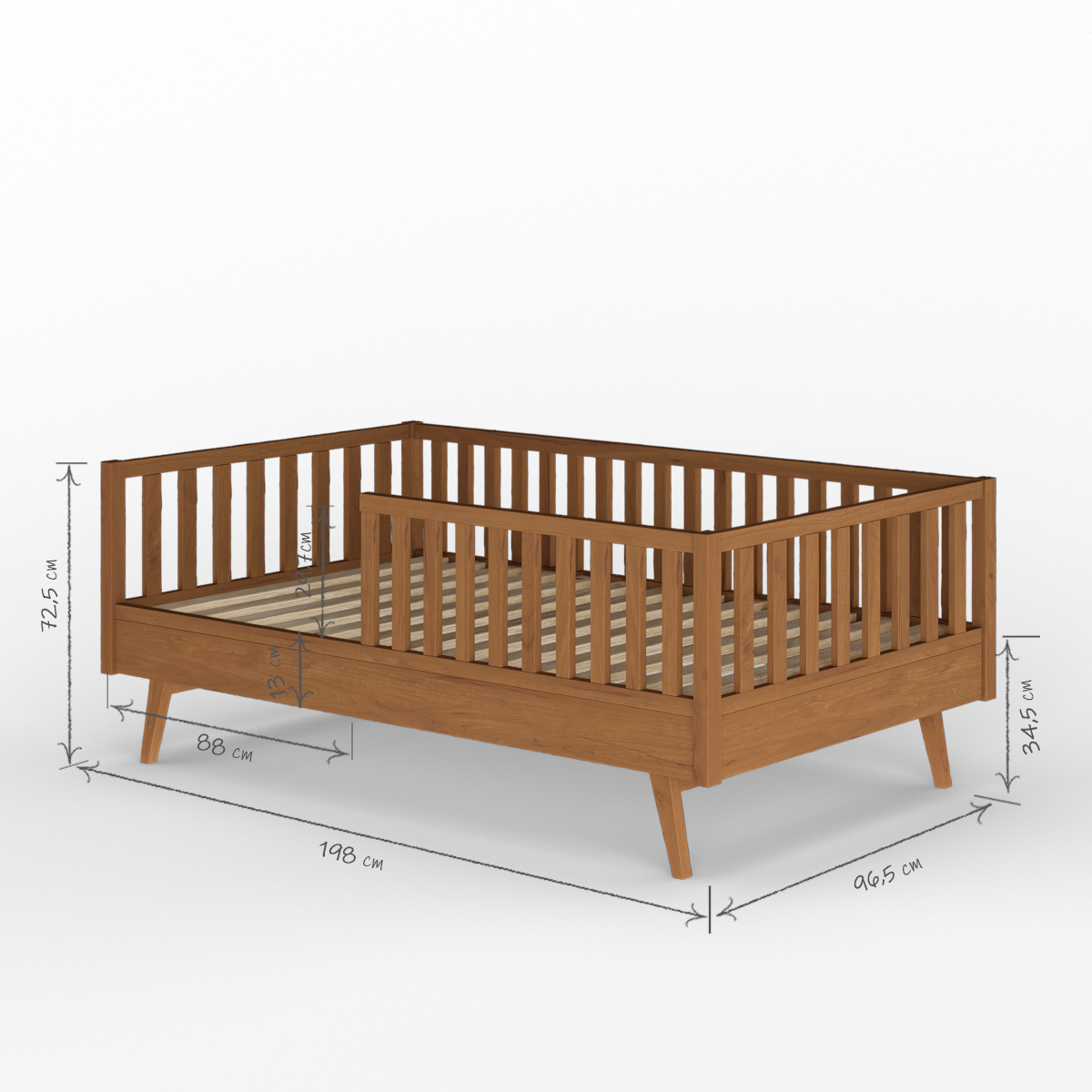 Pack lit enfant Montessori avec matelas Bois massif  ROMEO noisette, AKITEN RETAIL