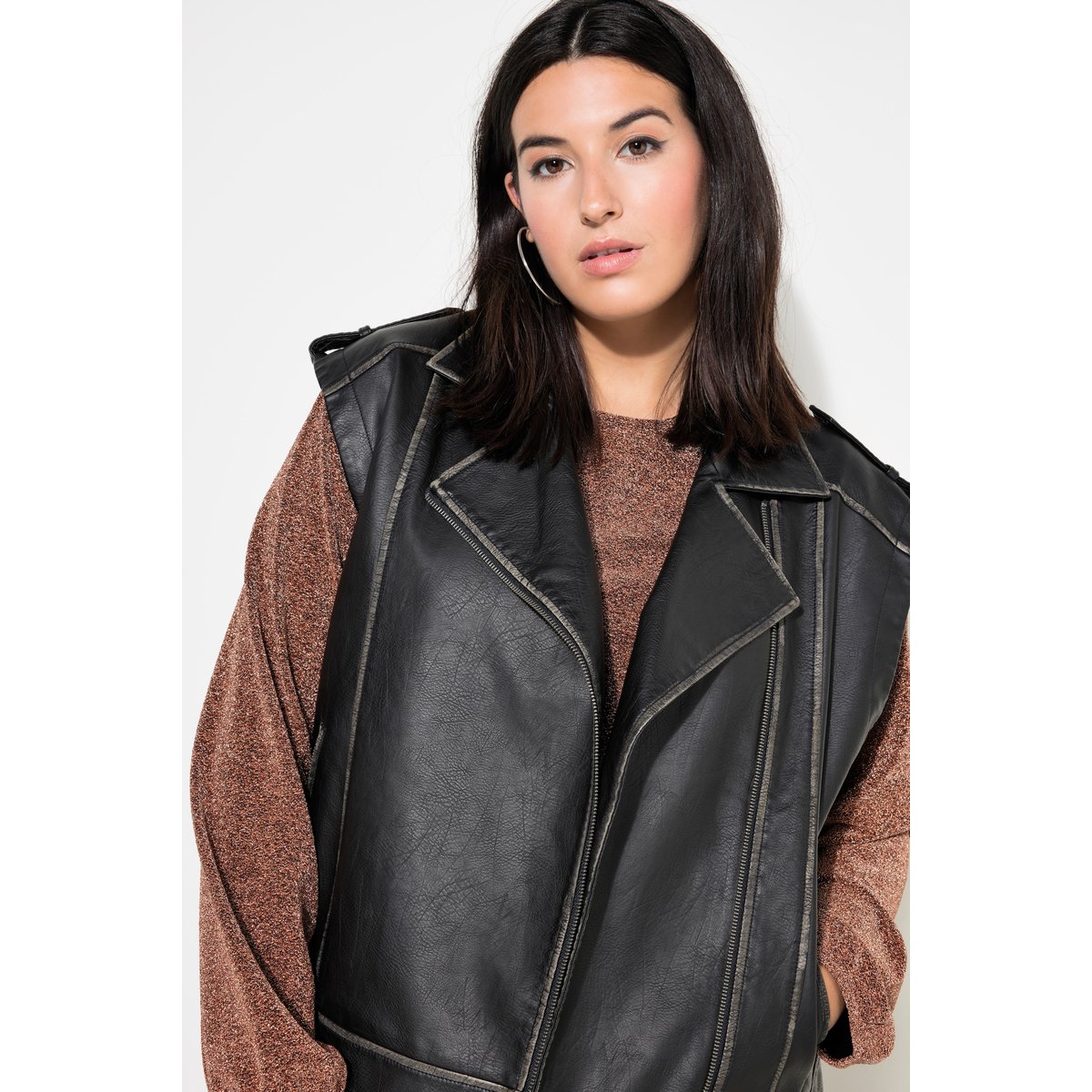 Veste sans manches oversize, esprit motard noir, STUDIO UNTOLD