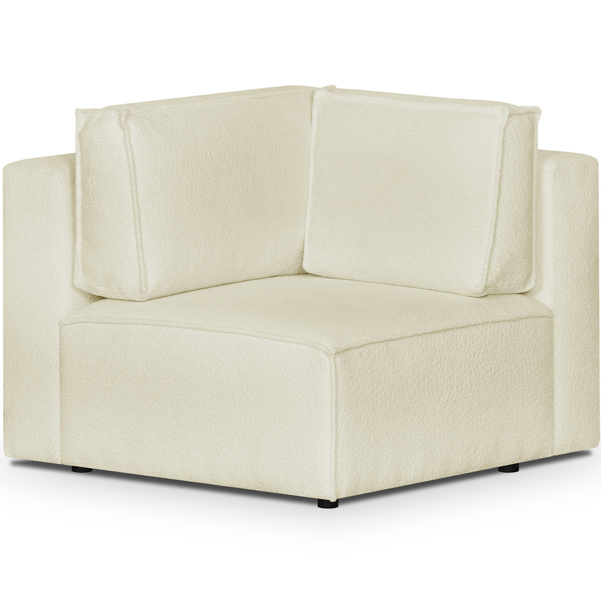 Module d'angle à droite en tissu bouclé - HARPER MOD ecru, HOMIFAB