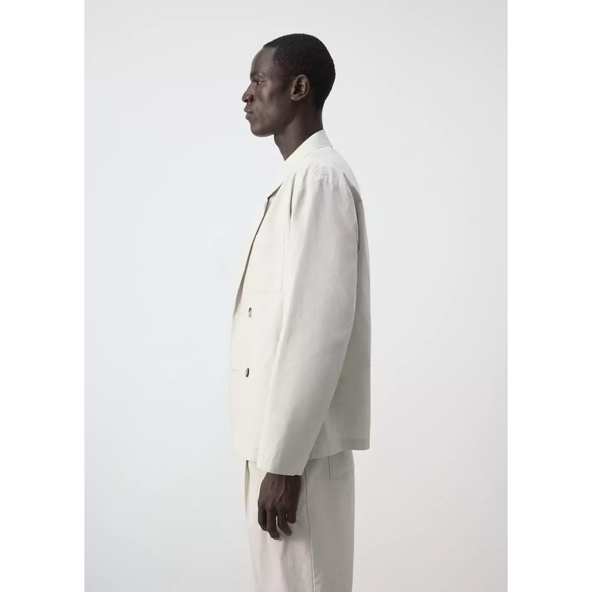 Veste 100 % coton à col croisé gris clair/pastel, MANGO MAN